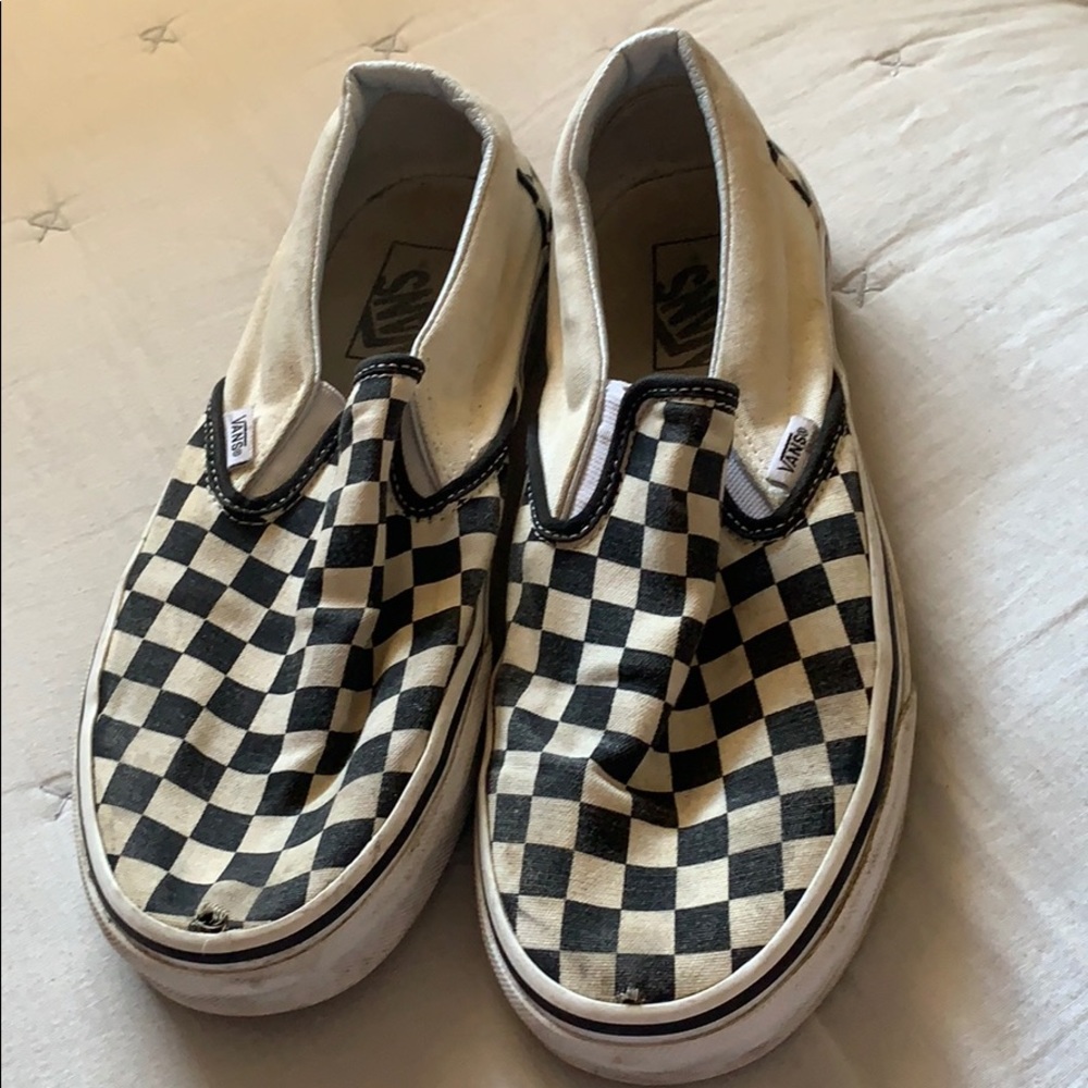 Black checkered Vans